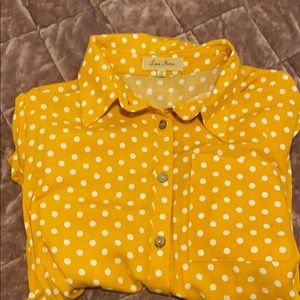 Yellow Polka Dot button down